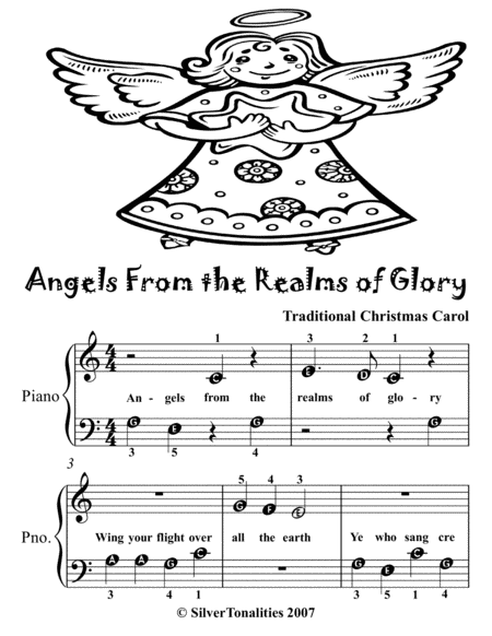 Angels From the Realms of Glory Beginner Piano Sheet Music 2nd Edition