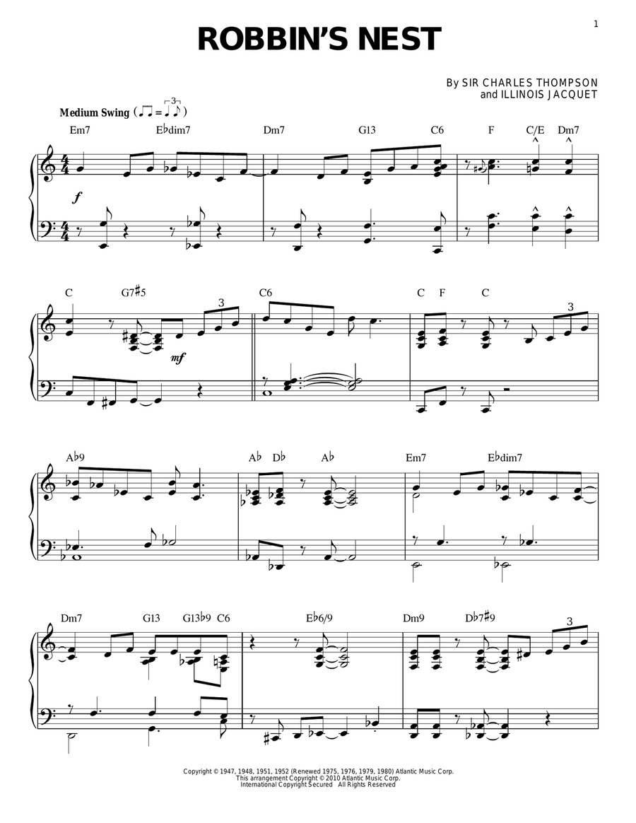 Robbin's Nest (arr. Brent Edstrom) Piano Solo scores gallery preview page 1