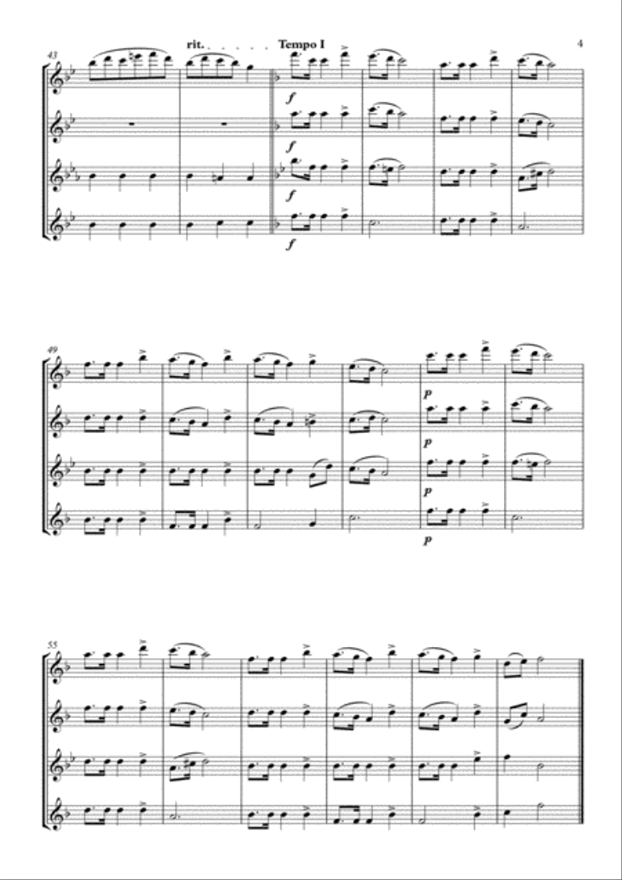 Mazurka in F Major arranged for Flute Quartet Flute Quartet scores gallery preview page 5