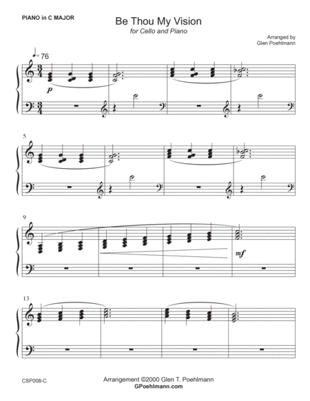 BE THOU MY VISION - CELLO SOLO with Piano Accompaniment (Grade 2) image number null