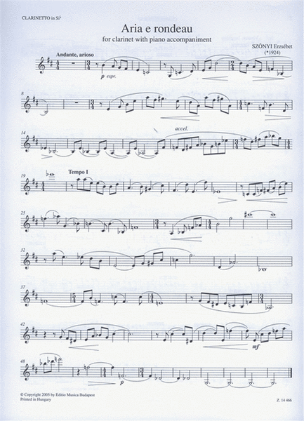 Aria e rondeau für Klarinette mit Klavierbegleitun