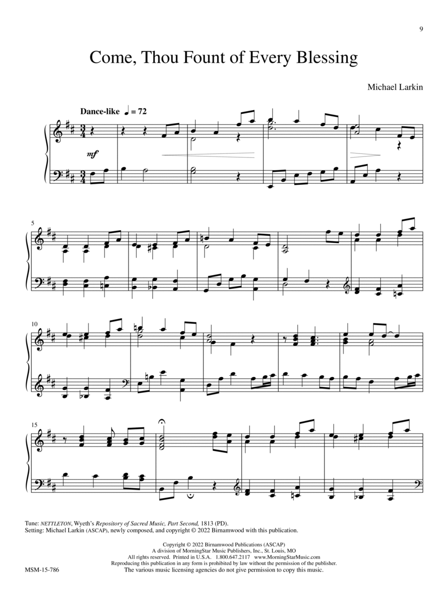 Come, Thou Fount of Every Blessing Piano Solo scores gallery preview page 1