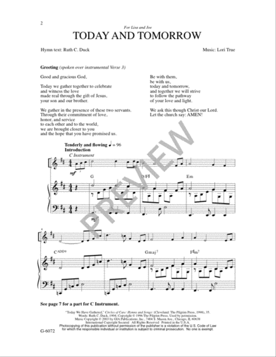 Today and Tomorrow Today and Tomorrow Unison Choir scores gallery preview page 2