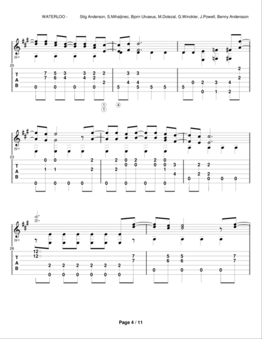 Waterloo Waterloo Electric Guitar scores gallery preview page 4