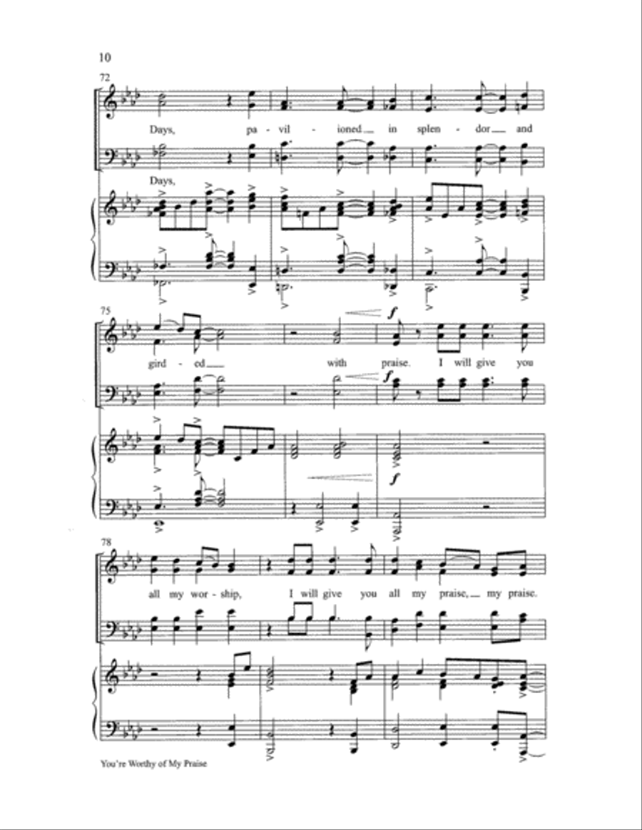 You're Worthy of My Praise with O Worship the King 4-Part scores gallery preview page 10