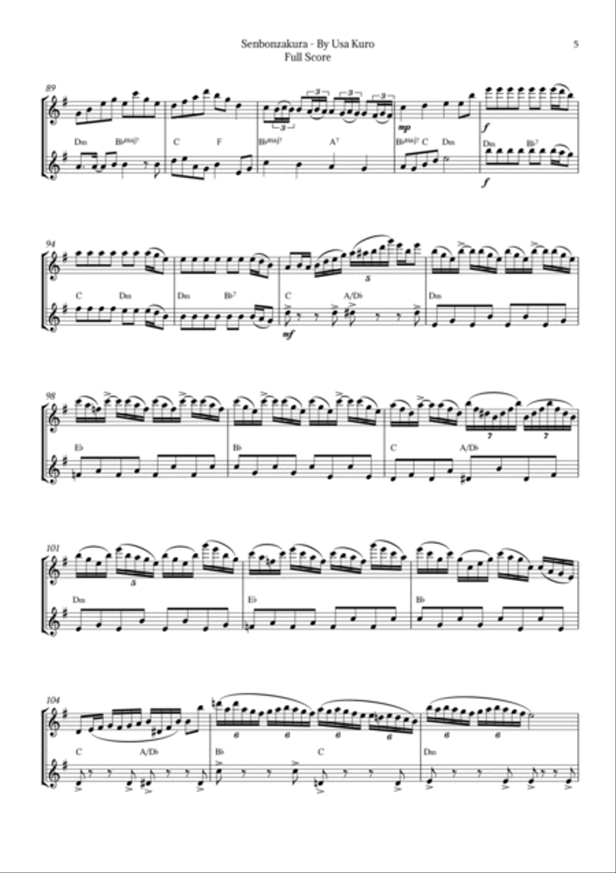 Senbonzakura Clarinet Duet scores gallery preview page 5