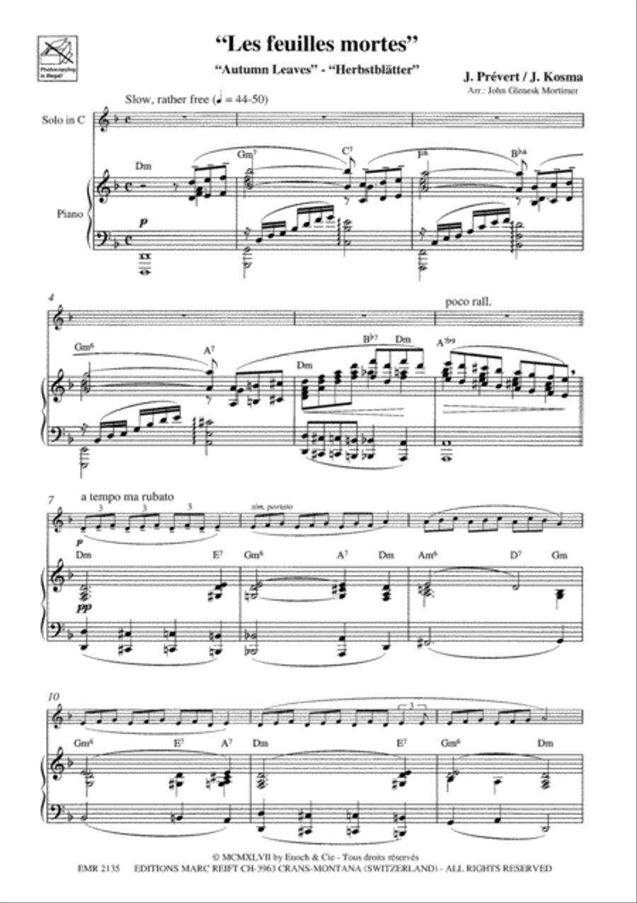 Les Feuilles Mortes Horn scores gallery preview page 8