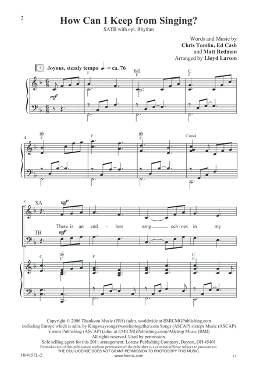 How Can I Keep from Singing? 4-Part scores gallery preview page 3