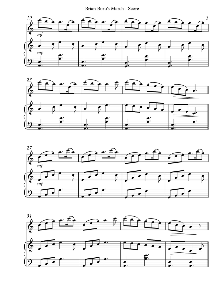 Brian Boru’s March, Duet for Oboe and Harp Oboe scores gallery preview page 3