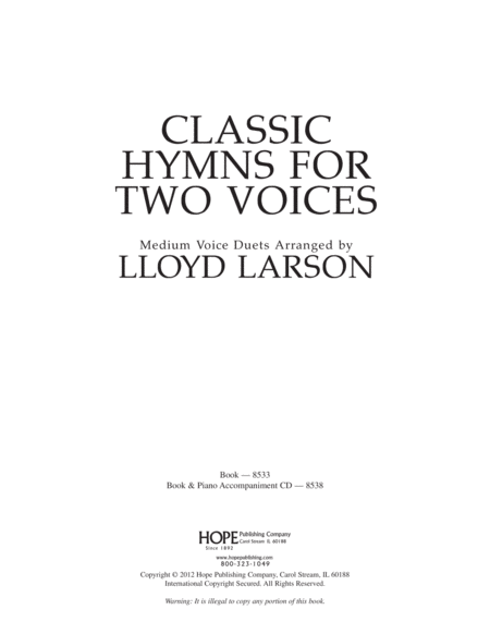 Classic Hymns For Two Voices image number null