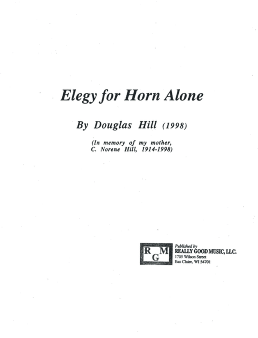 Hill, Douglas "Elegy for Horn Alone"