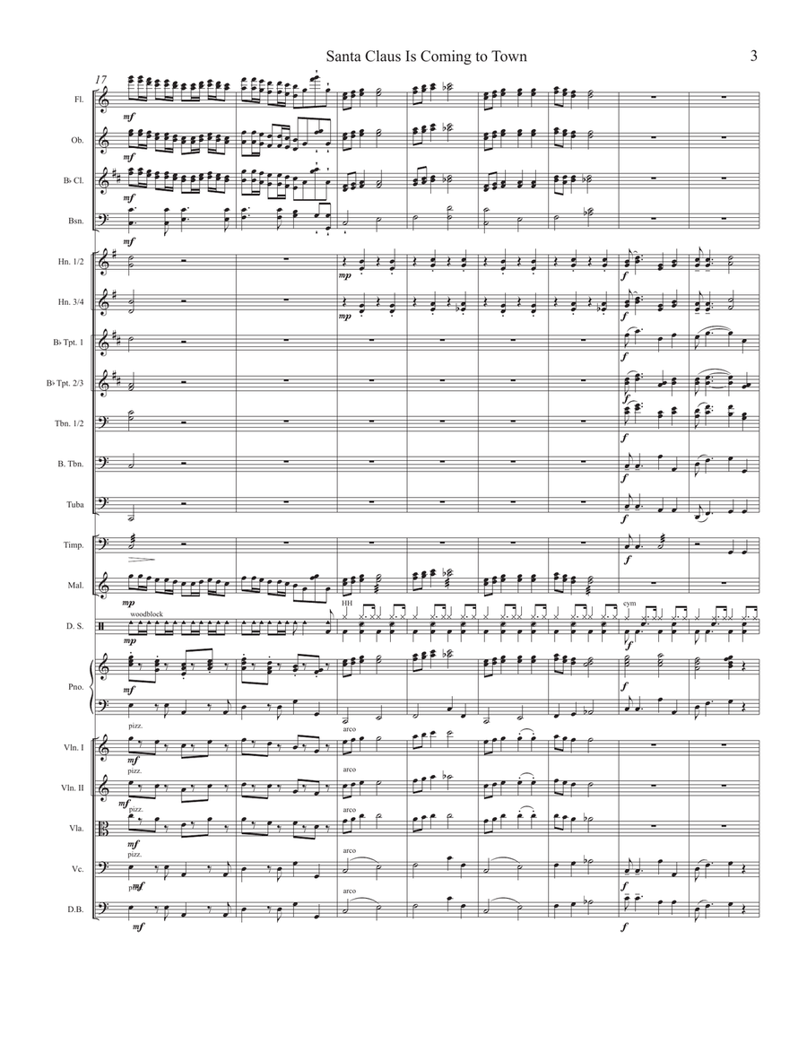Santa Claus Is Coming To Town Full Orchestra scores gallery preview page 3