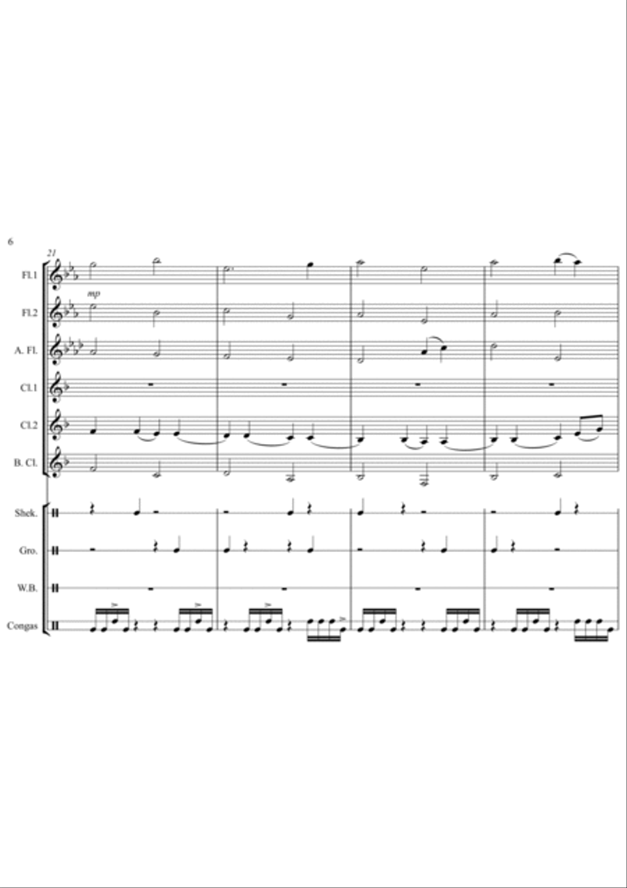 Pachelbel's Cannon - for Flute, Clarinet & Percussion Small Ensemble scores gallery preview page 6
