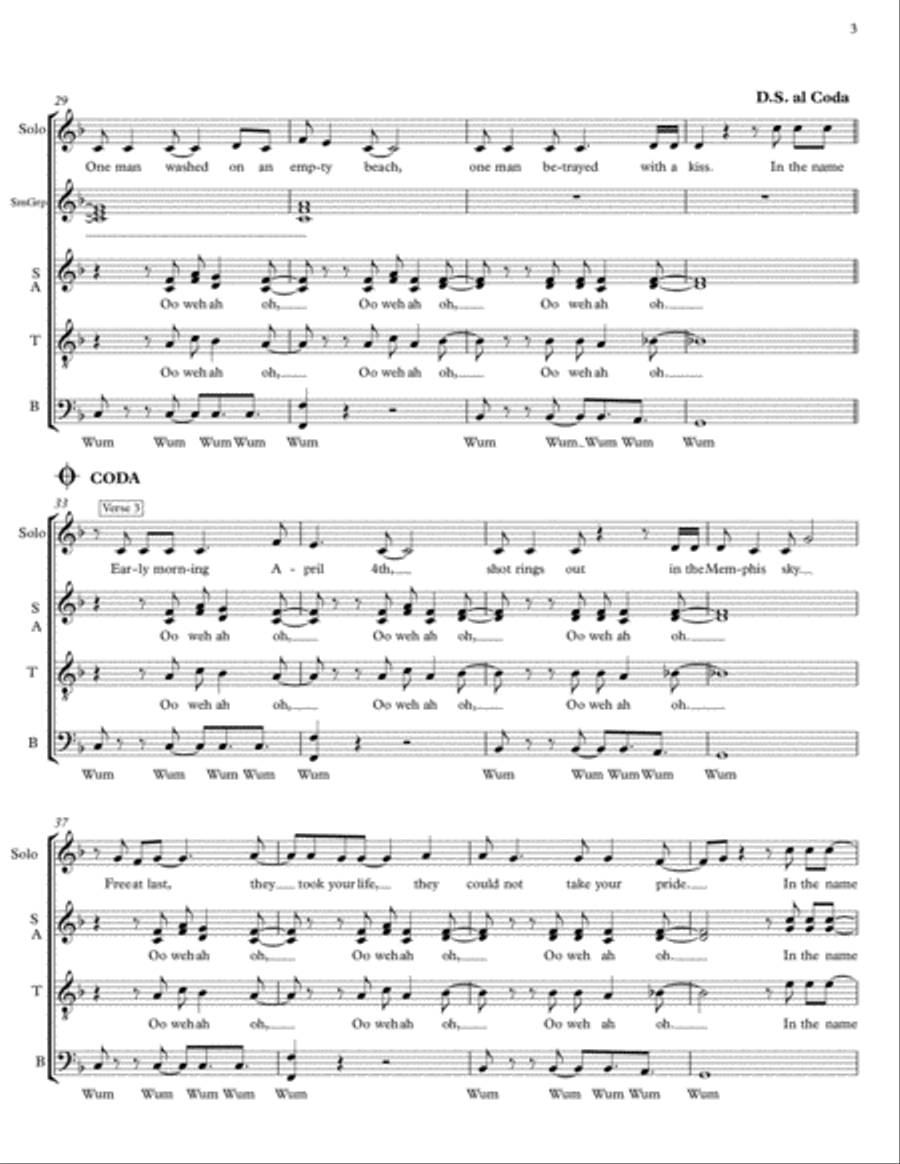 Pride (in The Name Of Love) 4-Part scores gallery preview page 3