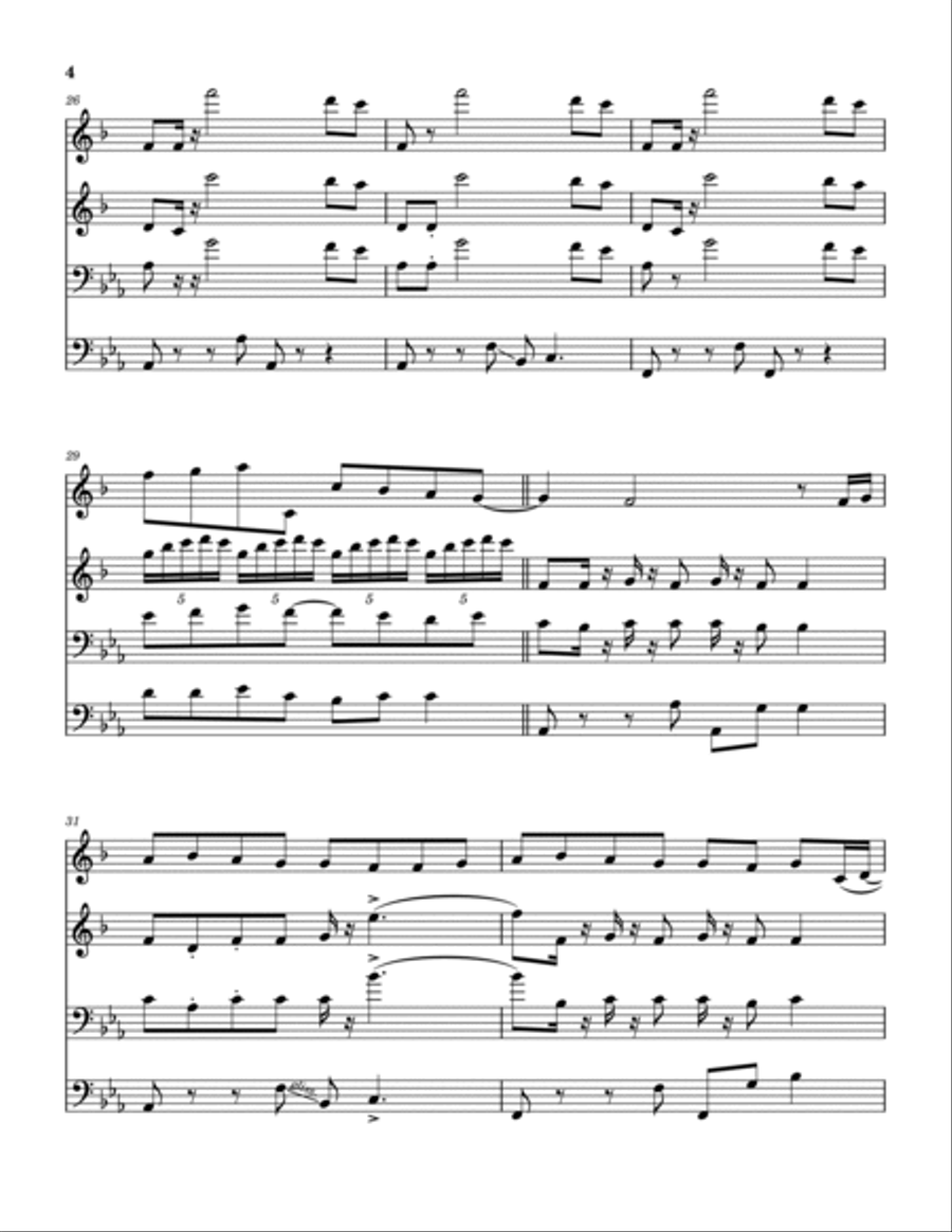 Wherever I Go Brass Quartet scores gallery preview page 5