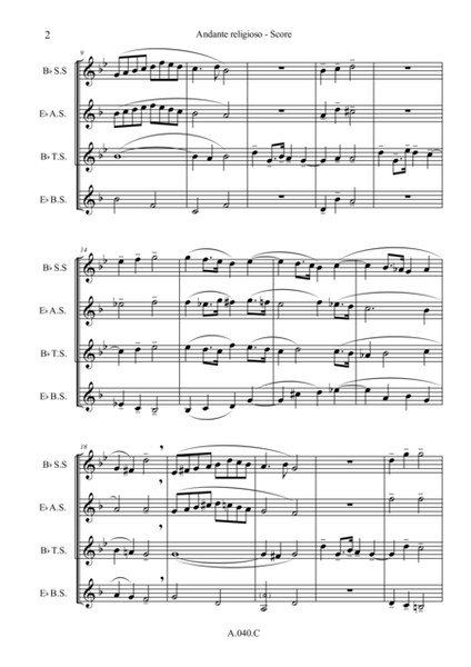 Andante Religioso, for Saxophone Quartet - Score & Parts