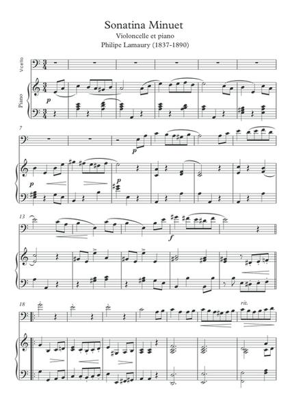A minuet sonatine for Cello and Piano duet pdf mp3 image number null