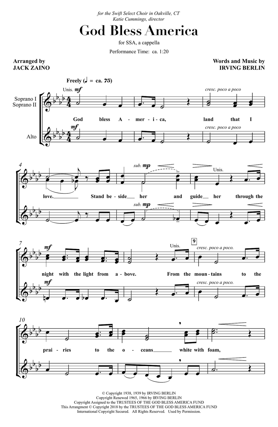God Bless America God Bless America SSA scores gallery preview page 3