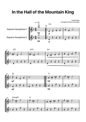 In the Hall of the Mountain King - Soprano Sax Duet with Chord Notations