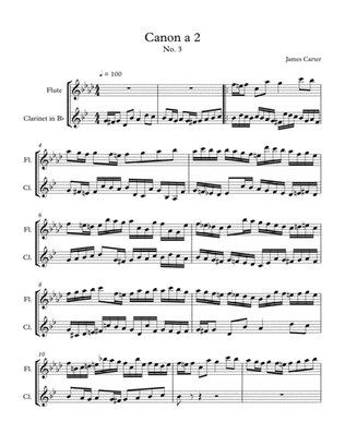 Six Canons for Flute & Clarinet Duet, No. 3 in F minor, by J.W. Carter