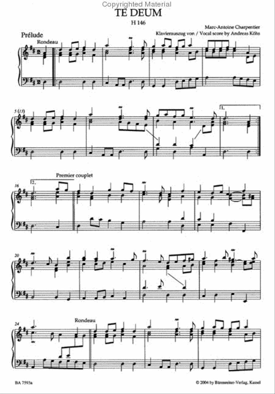 Te Deum in D major H 146 Mixed Choir scores gallery preview page 2