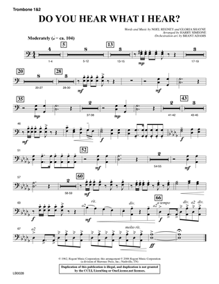 Do You Hear What I Hear? (Orchestration) (arr. Harry Simeone) - Trombone 1 & 2