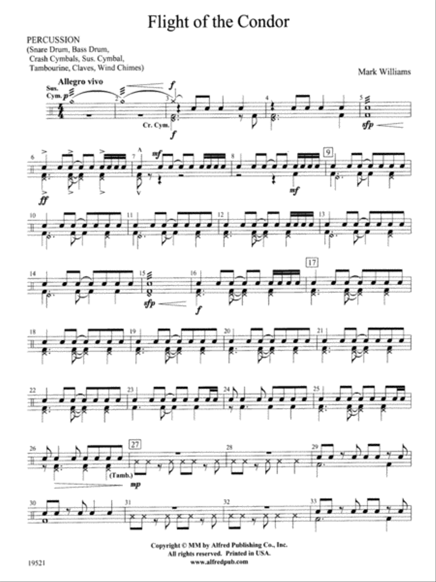 Flight of the Condor: 1st Percussion Concert Band scores gallery preview page 1