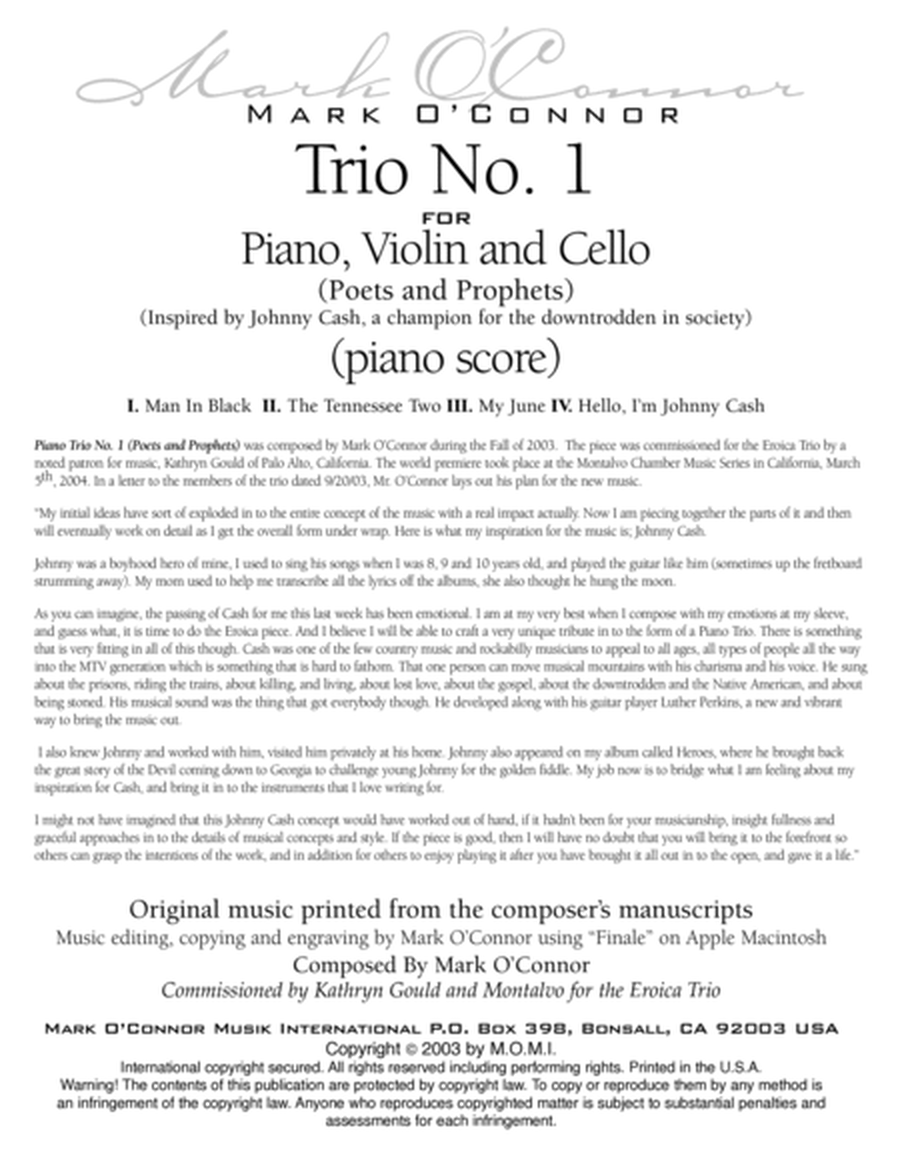 Piano Trio No. 1 "Poets and Prophets" (piano score - pno, vln, cel) image number null