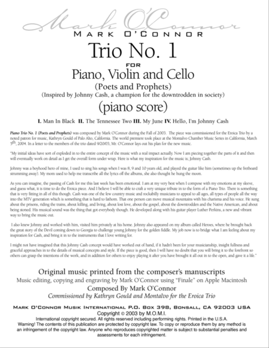 Piano Trio No. 1 "Poets and Prophets" (piano score - pno, vln, cel) image number null