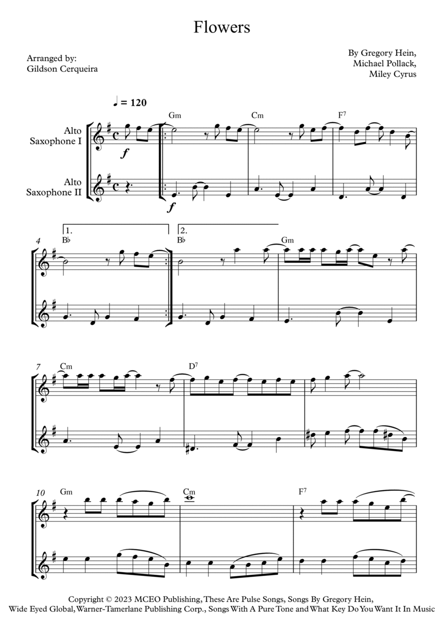 Flowers Woodwind Duet scores gallery preview page 1