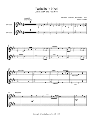 Pachelbel's Noel (treble Bb instrument duet, parts only)