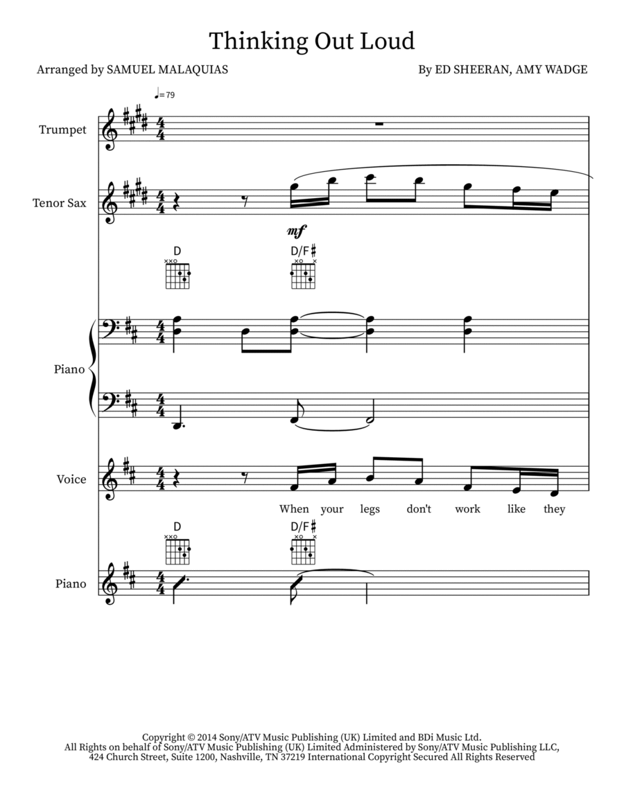 Thinking Out Loud Score and Parts scores gallery preview page 1