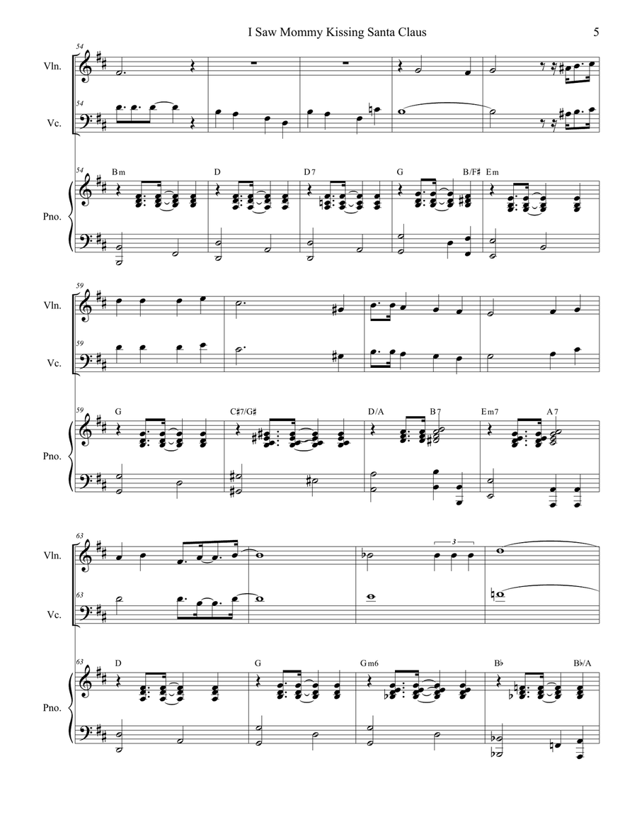I Saw Mommy Kissing Santa Claus Piano Trio scores gallery preview page 5