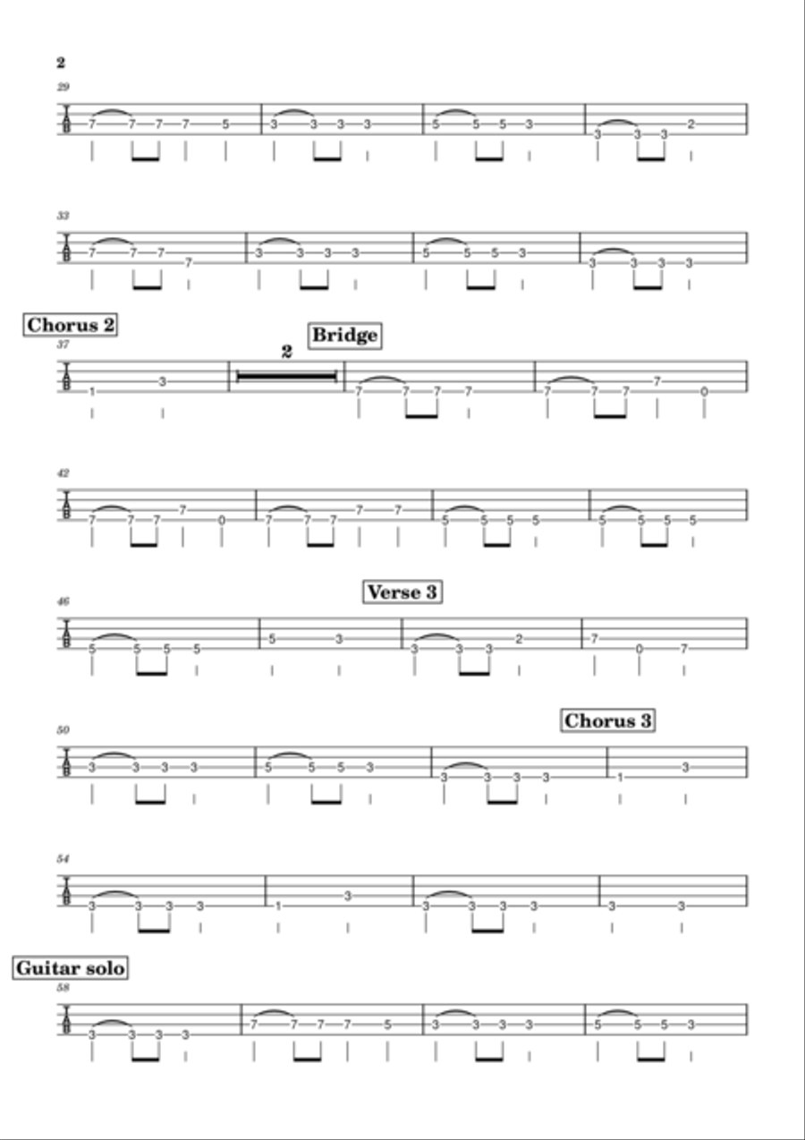 Love Hurts Bass Guitar Tablature scores gallery preview page 2