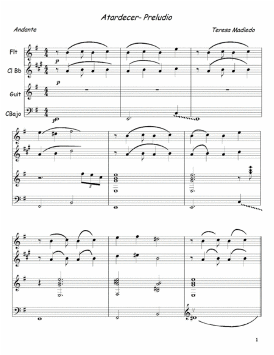 Atardecer Preludio Tango y Woodwind Ensemble scores gallery preview page 3