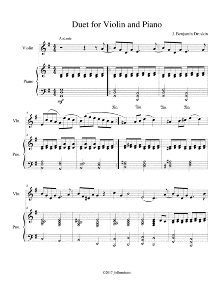 Duet for Violin and Piano Violin Solo scores gallery preview page 1