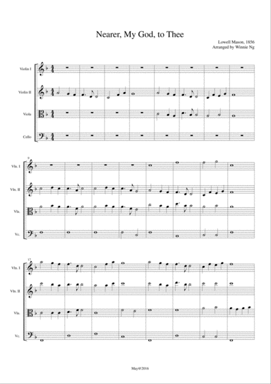Nearer, My God, to Thee (Strings Quartet) from Titanic Small Ensemble scores gallery preview page 1