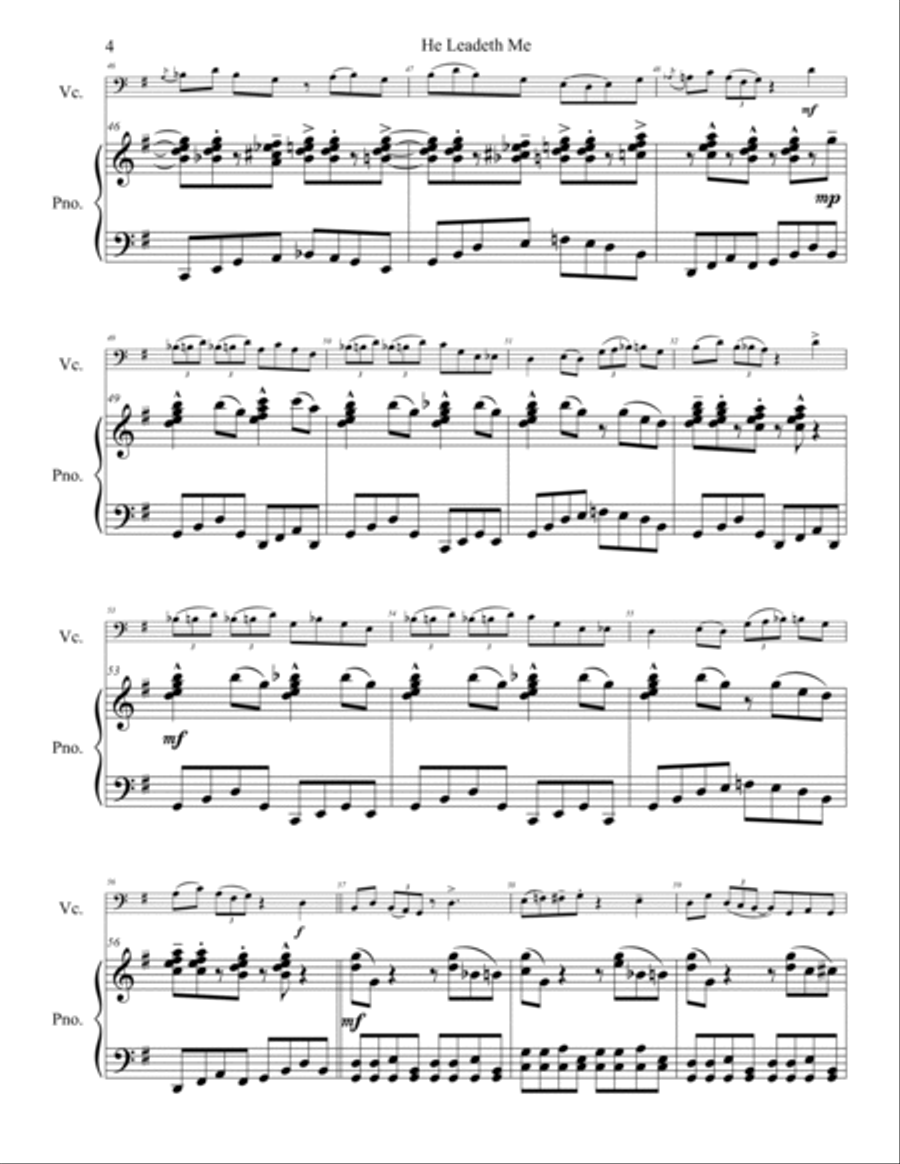 He Leadeth Me for Cello Piano scores gallery preview page 5