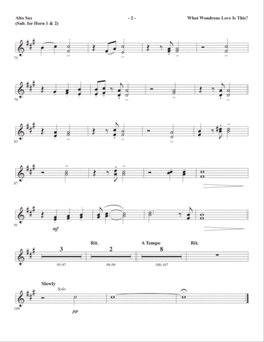 What Wondrous Love Is This? (arr. Heather Sorenson) - Alto Sax (sub. Horn) Choir scores gallery preview page 2