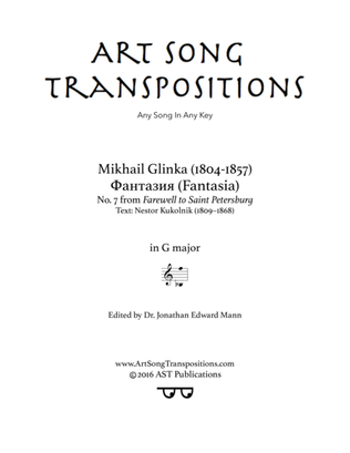 GLINKA: Фантазия (transposed to G major, "Fantasia")