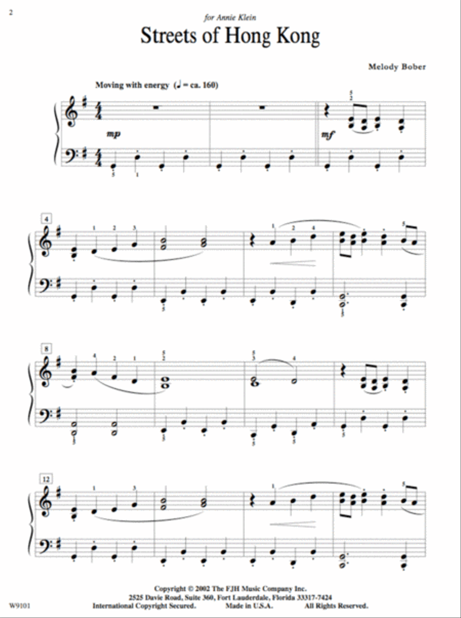 Streets of Hong Kong Easy Piano scores gallery preview page 2