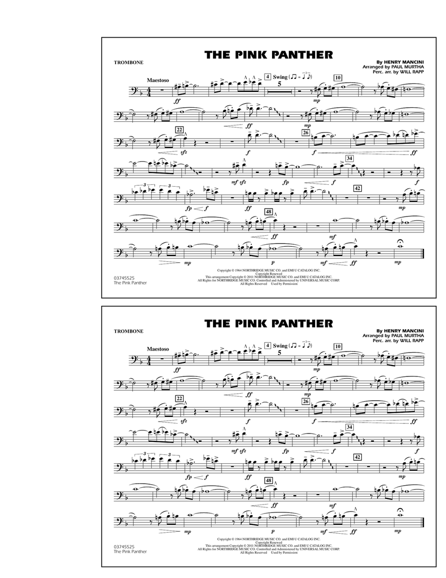 The Pink Panther - Trombone Marching Band scores gallery preview page 1