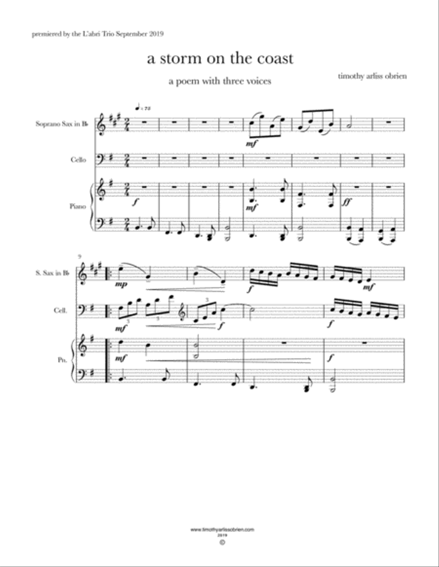 A Storm on the Coast A Storm on the Coast Soprano Saxophone scores gallery preview page 1