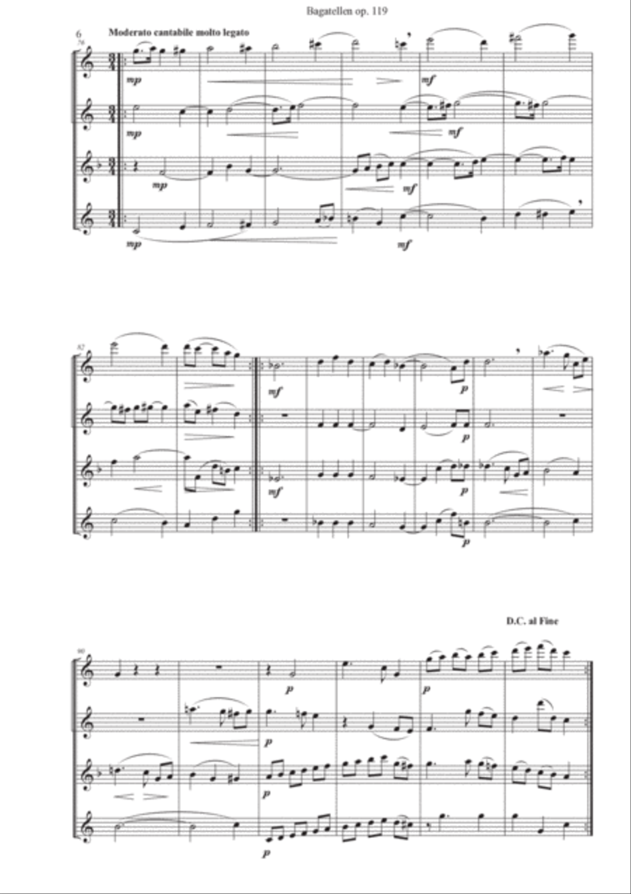 Beethoven Bagatellen op. 119 no 9,11,5,8 Woodwind Ensemble scores gallery preview page 6