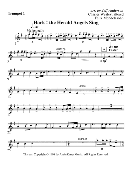 Hark the Herald Angels Sing for Brass Quintet image number null