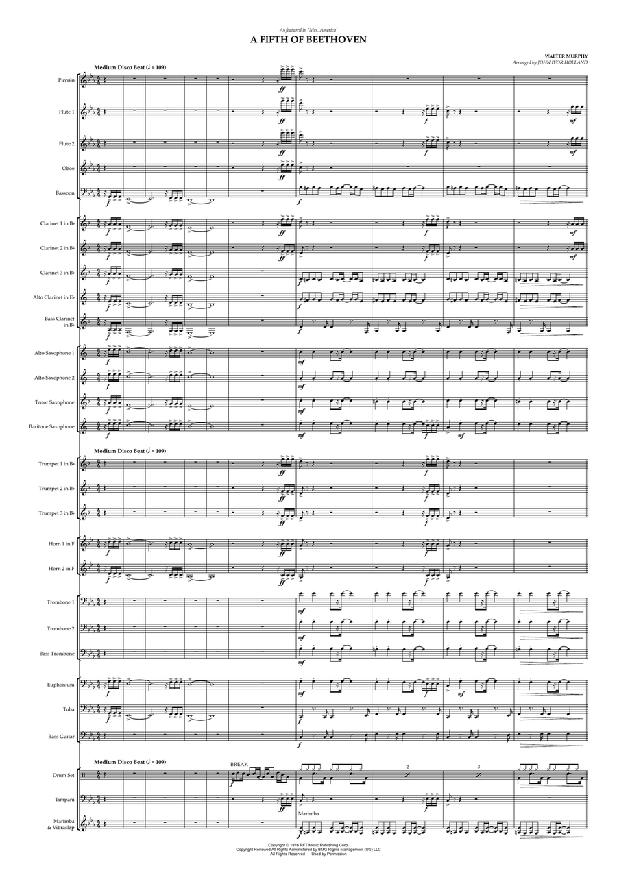 A Fifth Of Beethoven Concert Band scores gallery preview page 1