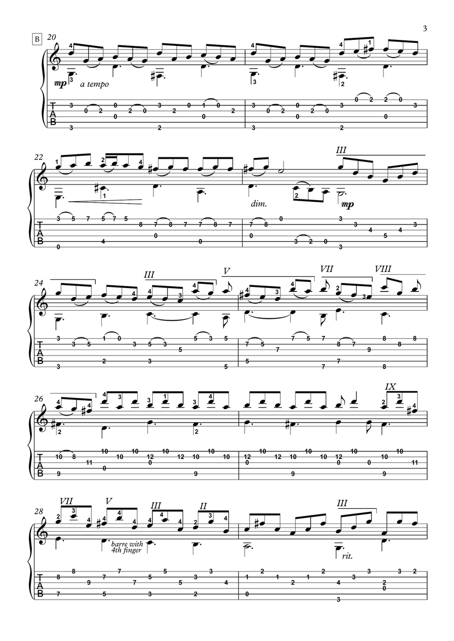 Jean Baptiste Loeillet baroque guitar Acoustic Guitar scores gallery preview page 4