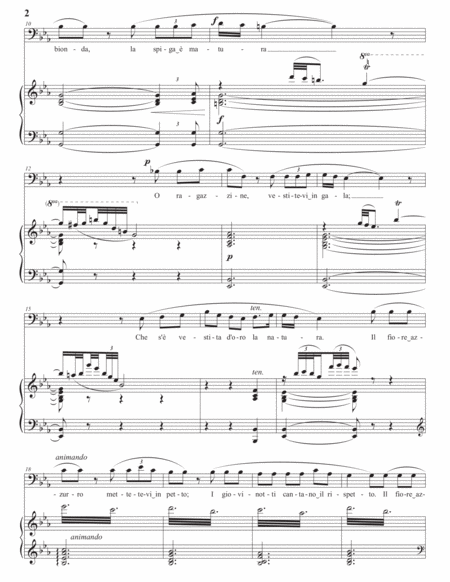 BILLI: E canta il grillo (transposed to E-flat major, bass clef)