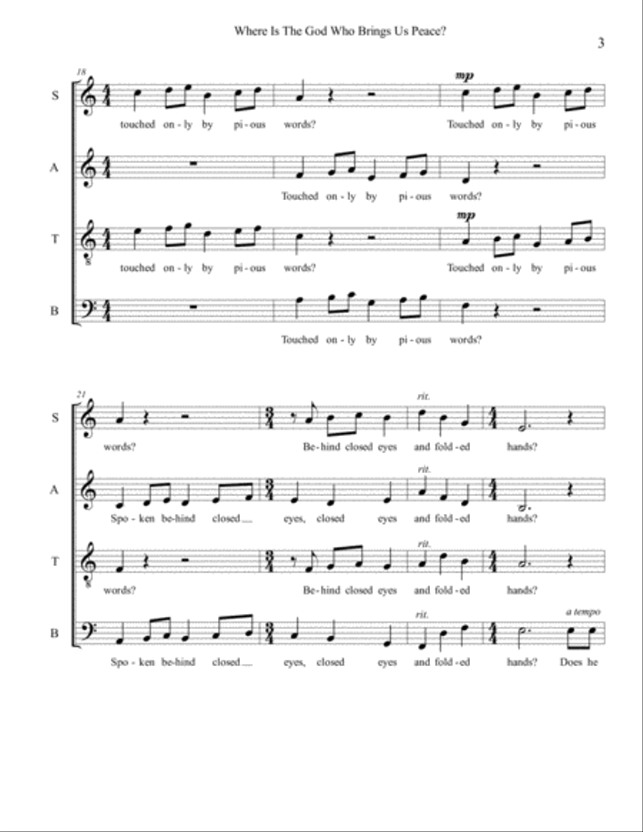 Where Is the God Who Brings Us Peace 4-Part scores gallery preview page 3