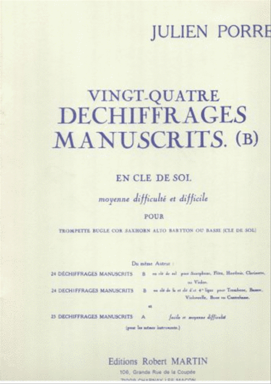 Déchiffrages manuscrits (b) (24), pour trompette by Julien Porret Trumpet - Sheet Music